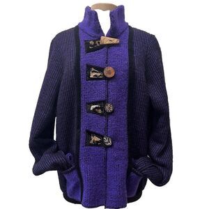 Lee Andersen Womens Large Cardigan Lagenlook Art to Wear Grannycore Boho USA